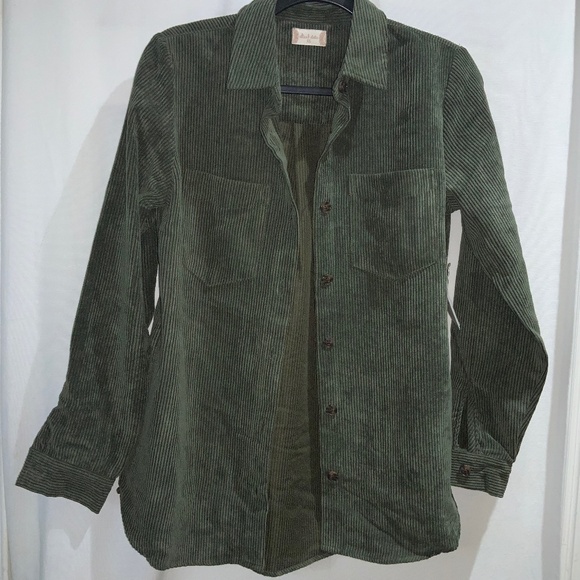 Altar’d State button front corduroy shirt Sz XS shacket side seam pocket - Picture 1 of 7